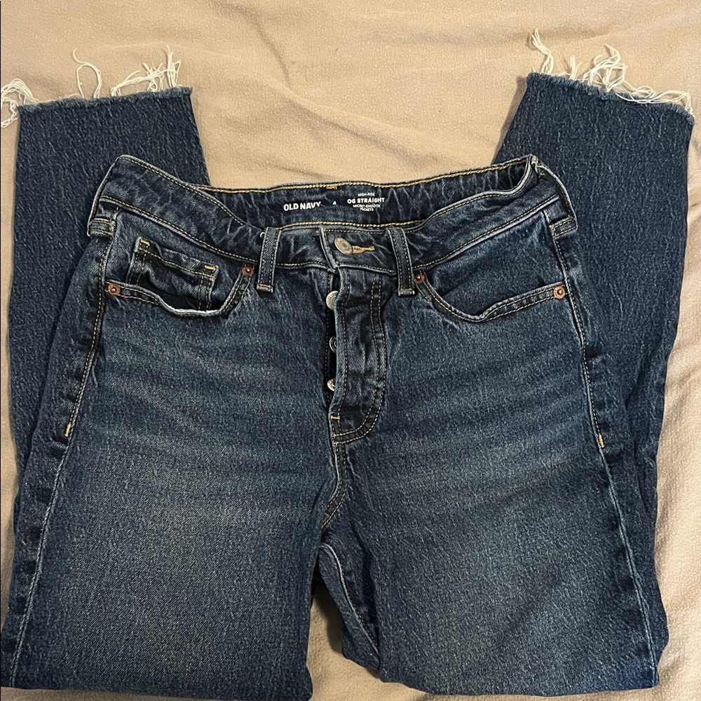 Old Navy Women's Dark Blue Straight Leg Jeans